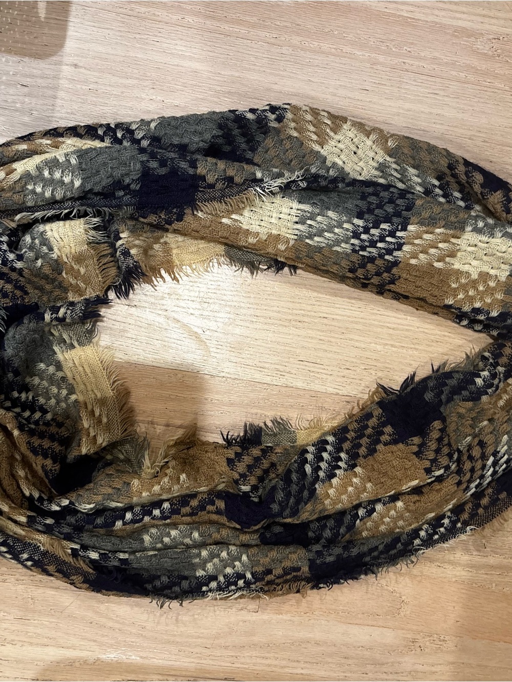 & Other Stories Black, Tan, Cream Plaid Infinity Scarf